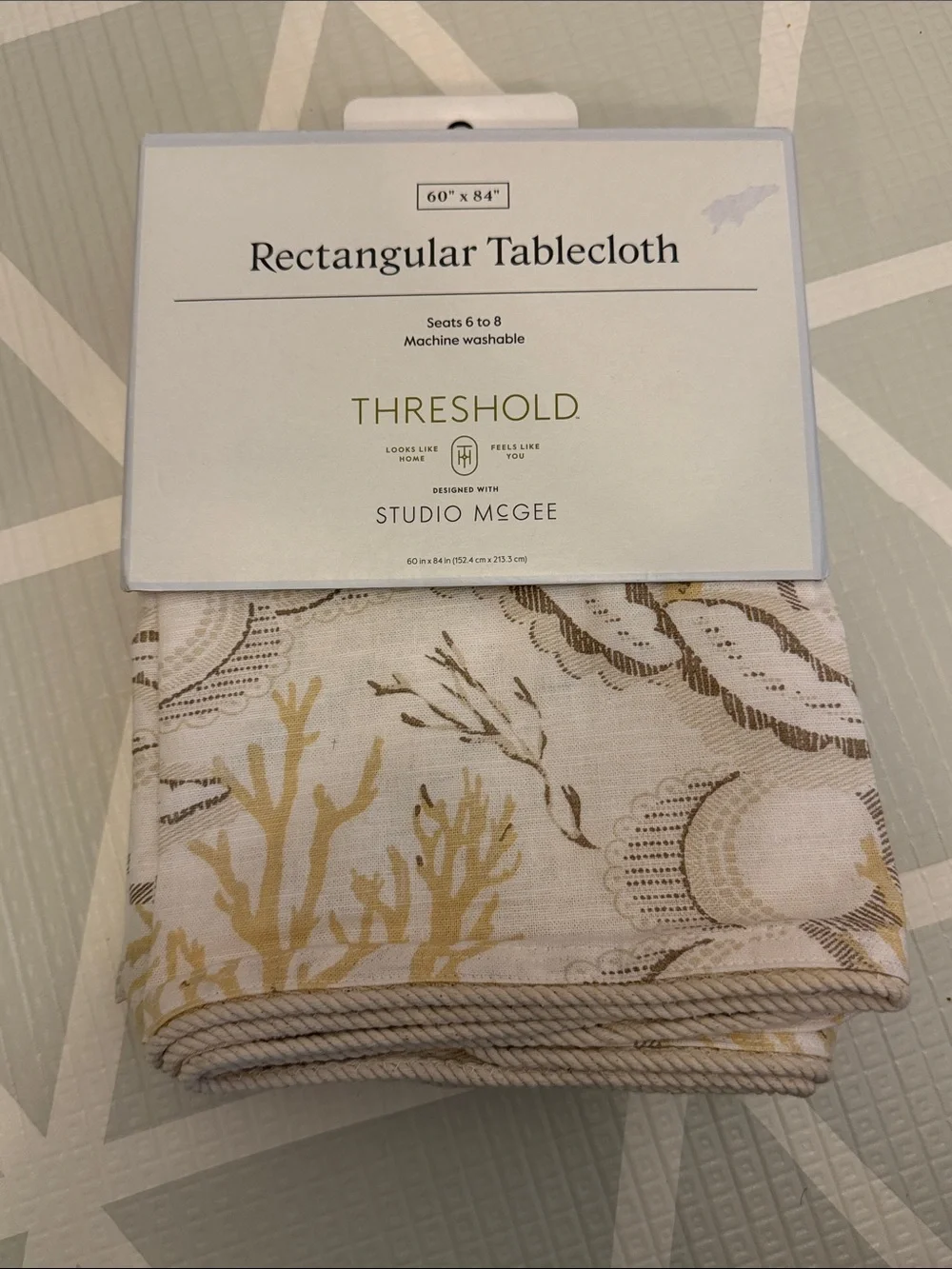 Threshold Studio McGee Coral Reef Print Tablecloth in Beige and Gold